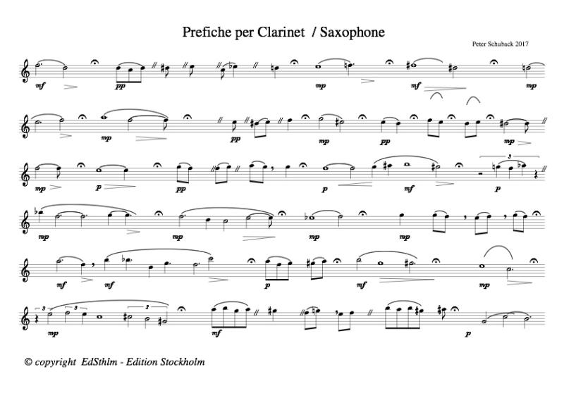 Prefiche sax or clarinet